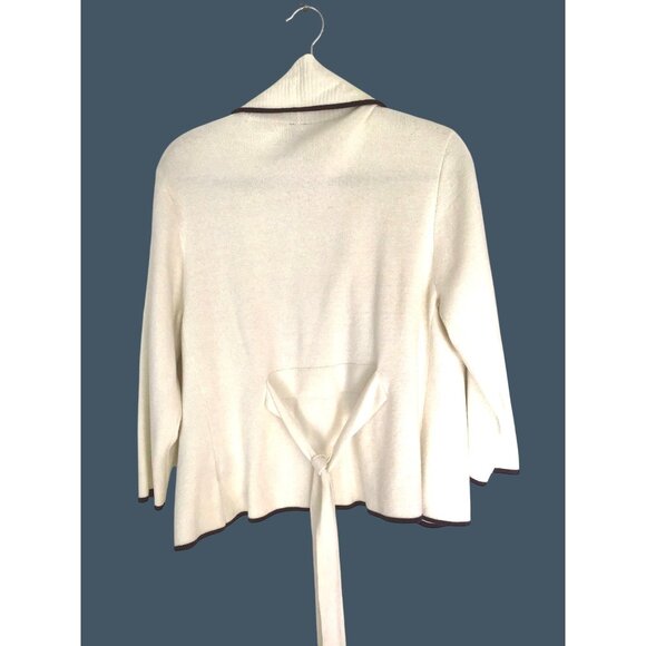 W Womens L/G Cream Open Front Cardigan Sweater With Tie Back - Picture 2 of 6